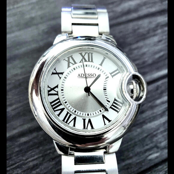 Art Deco Roman Adesso Neuvoux Stainless Men's Dress Watch - Picture 3 of 9